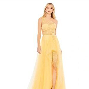 Mac Duggal Embellished Tulle One Shoulder High Low Gown